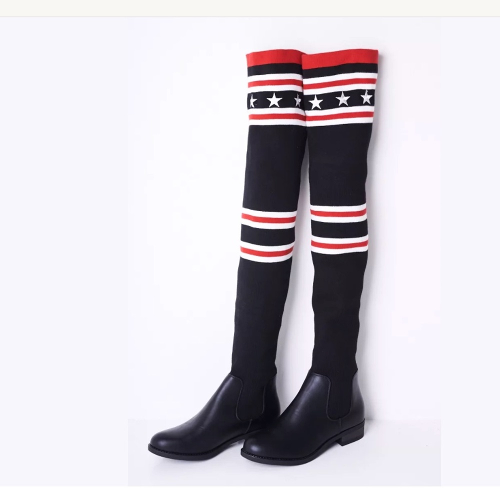 Over the knee star sock boots